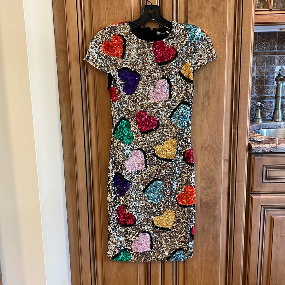 Alice + Olivia Nat Heart Sequin Dress